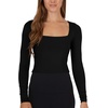 image:image90 Degree By Reflex 2 Pack Contour Long Sleeve Top Square Neck Lightweight Soft Cropped Shirt for WomenBlackWhite