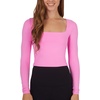 image:image90 Degree By Reflex 2 Pack Contour Long Sleeve Top Square Neck Lightweight Soft Cropped Shirt for WomenCyclamenWhite