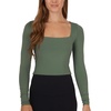 image:image90 Degree By Reflex 2 Pack Contour Long Sleeve Top Square Neck Lightweight Soft Cropped Shirt for WomenLaurel WreathGardenia