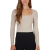 image:image90 Degree By Reflex 2 Pack Contour Long Sleeve Top Square Neck Lightweight Soft Cropped Shirt for WomenNacreous CloudGardenia