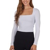 image:image90 Degree By Reflex 2 Pack Contour Long Sleeve Top Square Neck Lightweight Soft Cropped Shirt for WomenSharp GreenWhite