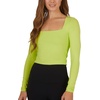 image:image90 Degree By Reflex 2 Pack Contour Long Sleeve Top Square Neck Lightweight Soft Cropped Shirt for WomenSharp GreenWhite