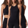 image:image90 Degree By Reflex 3Pack Seamless Ribbed Tank Tops for Women  Short Length Mid Length and Full Length Tank VarietiesBlack  Black  Black