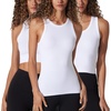 image:image90 Degree By Reflex 3Pack Seamless Ribbed Tank Tops for Women  Short Length Mid Length and Full Length Tank VarietiesWhiteWhiteWhite