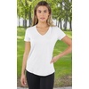 image:image90 Degree By Reflex Short Sleeve Top VNeck Soft Gym Shirt for Women  2 PackBleached LimeWhite