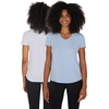 image:image90 Degree By Reflex Short Sleeve Top VNeck Soft Gym Shirt for Women  2 PackHeather EventideWhite