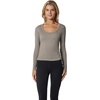 image:image90 Degree By Reflex Womens 3 Pack Ribbed Seamless Crew Neck Scoop Neck and Sqaure Neck Long Sleeve TopChocolate TorteSatelliteCrystal Gray