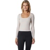 image:image90 Degree By Reflex Womens 3 Pack Ribbed Seamless Crew Neck Scoop Neck and Sqaure Neck Long Sleeve TopCrystal GraySatelliteWhite