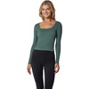 image:image90 Degree By Reflex Womens 3 Pack Ribbed Seamless Crew Neck Scoop Neck and Sqaure Neck Long Sleeve TopDark ForestWhiteBlack