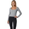 image:image90 Degree By Reflex Womens 3 Pack Ribbed Seamless Crew Neck Scoop Neck and Sqaure Neck Long Sleeve TopHtrgreyWhiteBlack