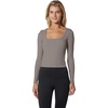 image:image90 Degree By Reflex Womens 3 Pack Ribbed Seamless Crew Neck Scoop Neck and Sqaure Neck Long Sleeve TopSatelliteWhiteBlack