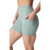 image:image90 Degree By Reflex Womens High Waisted Biker Shorts Ribbed Workout Yoga Running Tummy Control Spandex ShortGreen Milieu  Black W  Pocket  Black No Pocket 5