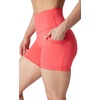 image:image90 Degree By Reflex Womens High Waisted Biker Shorts Ribbed Workout Yoga Running Tummy Control Spandex ShortHibiscus W  Pocket  Black No Pocket 5