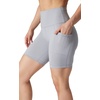 image:image90 Degree By Reflex Womens High Waisted Biker Shorts Ribbed Workout Yoga Running Tummy Control Spandex ShortSleet W  Pocket  Black No Pocket 7