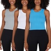 image:image90 Degree By Reflex Womens Seamless Tank Ribbed Fitted Racerback WaistLength Top 3 PackAll AboardWhiteHeather Grey