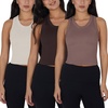 image:image90 Degree By Reflex Womens Seamless Tank Ribbed Fitted Racerback WaistLength Top 3 PackCrystal GrayAntlerShopping Bag