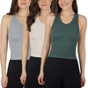 image:image90 Degree By Reflex Womens Seamless Tank Ribbed Fitted Racerback WaistLength Top 3 PackDark ForestHtrgreyCrystal Gray