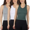 image:image90 Degree By Reflex Womens Seamless Tank Ribbed Fitted Racerback WaistLength Top 3 PackDark ForestWhiteHtrgrey