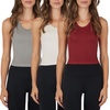 image:image90 Degree By Reflex Womens Seamless Tank Ribbed Fitted Racerback WaistLength Top 3 PackRusset BrownCrystal GraySatellite