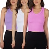 image:image90 Degree By Reflex Womens Seamless Tank Ribbed Fitted Racerback WaistLength Top 3 PackSheer LilacCyclamenWhite
