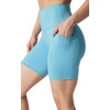 image:imageYogalicious Womens 5 7 High Waisted Biker Shorts Squat Proof Workout Yoga Short 2 PackAdriatic Blue W Pocket  Black No Pocket 7