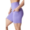 image:imageYogalicious Womens 5 7 High Waisted Biker Shorts Squat Proof Workout Yoga Short 2 PackDeep Periwinkle W Pocket  Black No Pocket 7