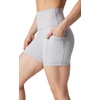 image:imageYogalicious Womens 5 7 High Waisted Biker Shorts Squat Proof Workout Yoga Short 2 PackHtr Grey WPocket  Black No Pocket 5