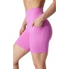 image:imageYogalicious Womens 5 7 High Waisted Biker Shorts Squat Proof Workout Yoga Short 2 PackSpring Crocus W Pocket  Black No Pocket 7