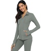 image:imageYogalicious Womens Ultra Soft Lightweight Full Zip Yoga Jacket with PocketsMulled Basil Nude Tech