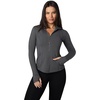 image:image90 Degree By Reflex Full Zip Running Track Jacket Lightweight Athletic Slim Fit Jacket with ThumbholesHeather Charcoal Fleece Lined