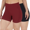 image:image90 Degree By Reflex Womens High Waisted Biker Shorts Ribbed Workout Yoga Running Tummy Control Spandex ShortBlack  Fired Brick 5