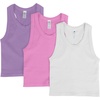 image:image90 Degree By Reflex Womens Seamless Tank Ribbed Fitted Racerback WaistLength Top 3 PackSheer LilacCyclamenWhite