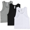 image:image90 Degree By Reflex Womens Seamless Tank Ribbed Fitted Racerback WaistLength Top 3 PackWhiteHeather GreyBlack