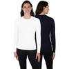 image:image90 Degree by Reflex Womens Long Sleeve Top Contour Sculpt Fitted Crew Workout ShirtWhite DoveBlack