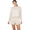 image:imageYogalicious Crew Pullover Sweatshirt and Drawstring Sweat Short Oversized Lounge SetHeather Crystal Gray