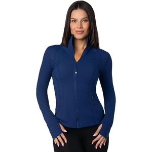image:image90 Degree By Reflex Full Zip Running Track Jacket Lightweight Athletic Slim Fit Jacket with ThumbholesBlue Depths