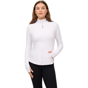image:image90 Degree By Reflex Full Zip Running Track Jacket Lightweight Athletic Slim Fit Jacket with ThumbholesWhite Fleece Lined