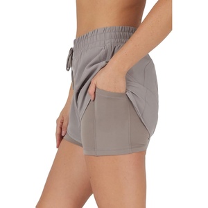 image:image90 Degree By Reflex Lightweight Workout Shorts 2 in 1 Running Yoga Gym Shorts with Inner Biker Short PocketsSatellite WShort
