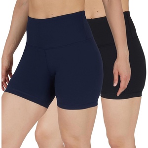 image:image90 Degree By Reflex Womens High Waisted Biker Shorts Ribbed Workout Yoga Running Tummy Control Spandex ShortBlack  Dark Navy 5