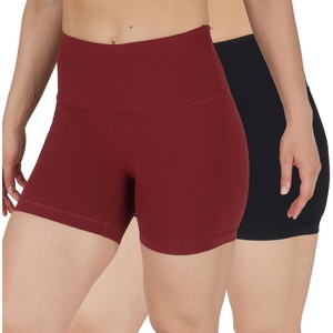 image:image90 Degree By Reflex Womens High Waisted Biker Shorts Ribbed Workout Yoga Running Tummy Control Spandex ShortBlack  Fired Brick 5