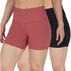 image:image90 Degree By Reflex Womens High Waisted Biker Shorts Ribbed Workout Yoga Running Tummy Control Spandex ShortBlack  Marsala 5