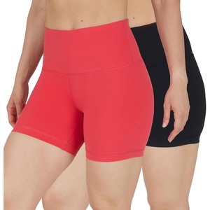 image:image90 Degree By Reflex Womens High Waisted Biker Shorts Ribbed Workout Yoga Running Tummy Control Spandex ShortHibiscus  Black 5