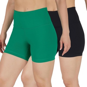 image:image90 Degree By Reflex Womens High Waisted Biker Shorts Ribbed Workout Yoga Running Tummy Control Spandex ShortPepper Green  Black 5