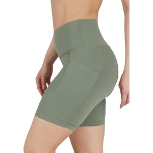image:image90 Degree By Reflex Womens High Waisted Biker Shorts with Side Pockets Workout Shorts 5 7 9Bay Leaf 7