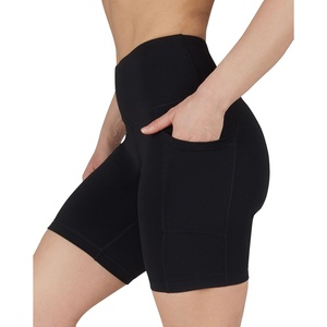 image:image90 Degree By Reflex Womens High Waisted Biker Shorts with Side Pockets Workout Shorts 5 7 9Black 7