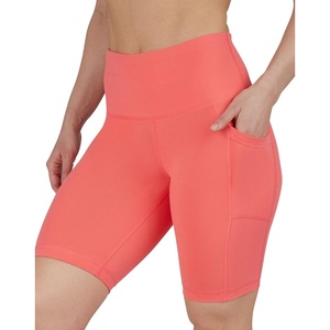 image:image90 Degree By Reflex Womens High Waisted Biker Shorts with Side Pockets Workout Shorts 5 7 9Fiery Coral 9