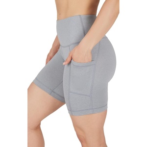 image:image90 Degree By Reflex Womens High Waisted Biker Shorts with Side Pockets Workout Shorts 5 7 9Heather Grey 7