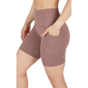 image:image90 Degree By Reflex Womens High Waisted Biker Shorts with Side Pockets Workout Shorts 5 7 9Honey Glow 7
