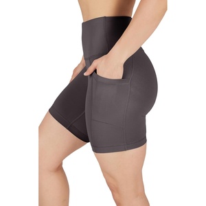 image:image90 Degree By Reflex Womens High Waisted Biker Shorts with Side Pockets Workout Shorts 5 7 9Military Green 7