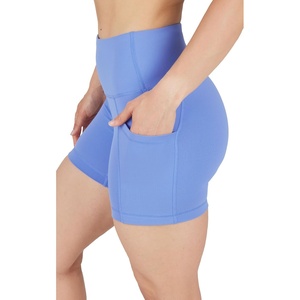 image:image90 Degree By Reflex Womens High Waisted Biker Shorts with Side Pockets Workout Shorts 5 7 9Persian Jewel 5